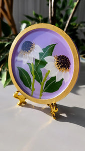 Hand Painted Floral Coasters & Jewelry Trays | White Windflowers