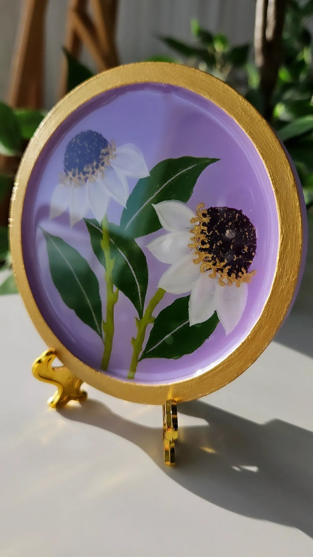 Hand Painted Floral Coasters & Jewelry Trays | White Windflowers