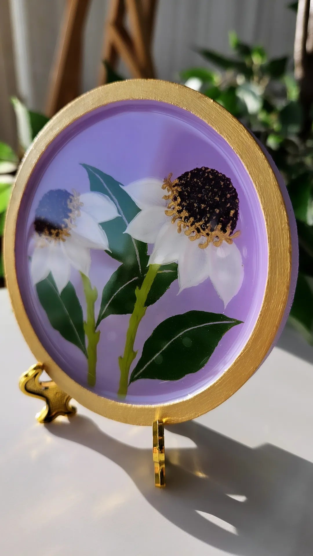 Hand Painted Floral Coasters & Jewelry Trays | White Windflowers