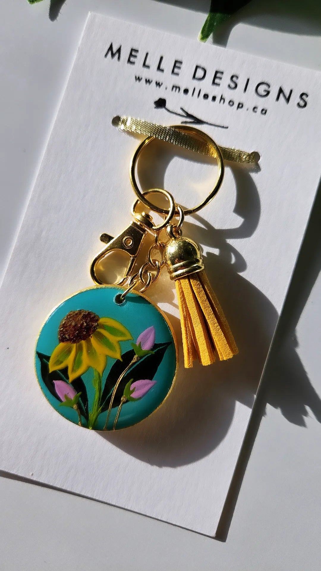 Hand Painted Floral Keychains | Sunflower Vines