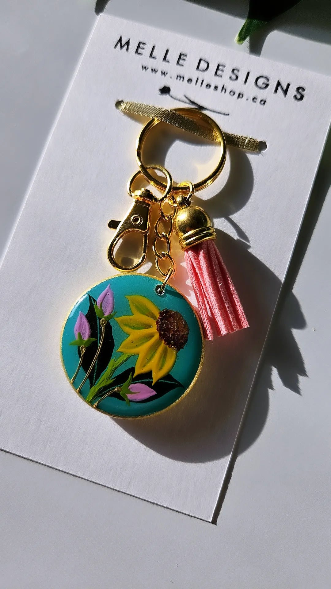 Hand Painted Floral Keychains | Sunflower Vines