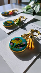 Hand Painted Floral Keychains | Sunflower Vines