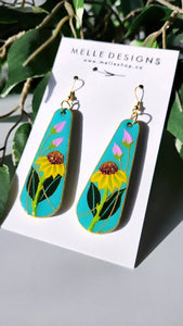 Hand Painted Floral Earrings | Sunflower Vines