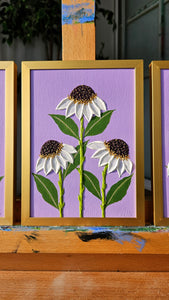 Original | Textured Floral Paintings | Set of 3 | "White Windflowers"