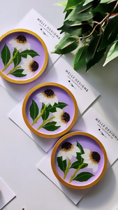 Hand Painted Floral Coasters & Jewelry Trays | White Windflowers