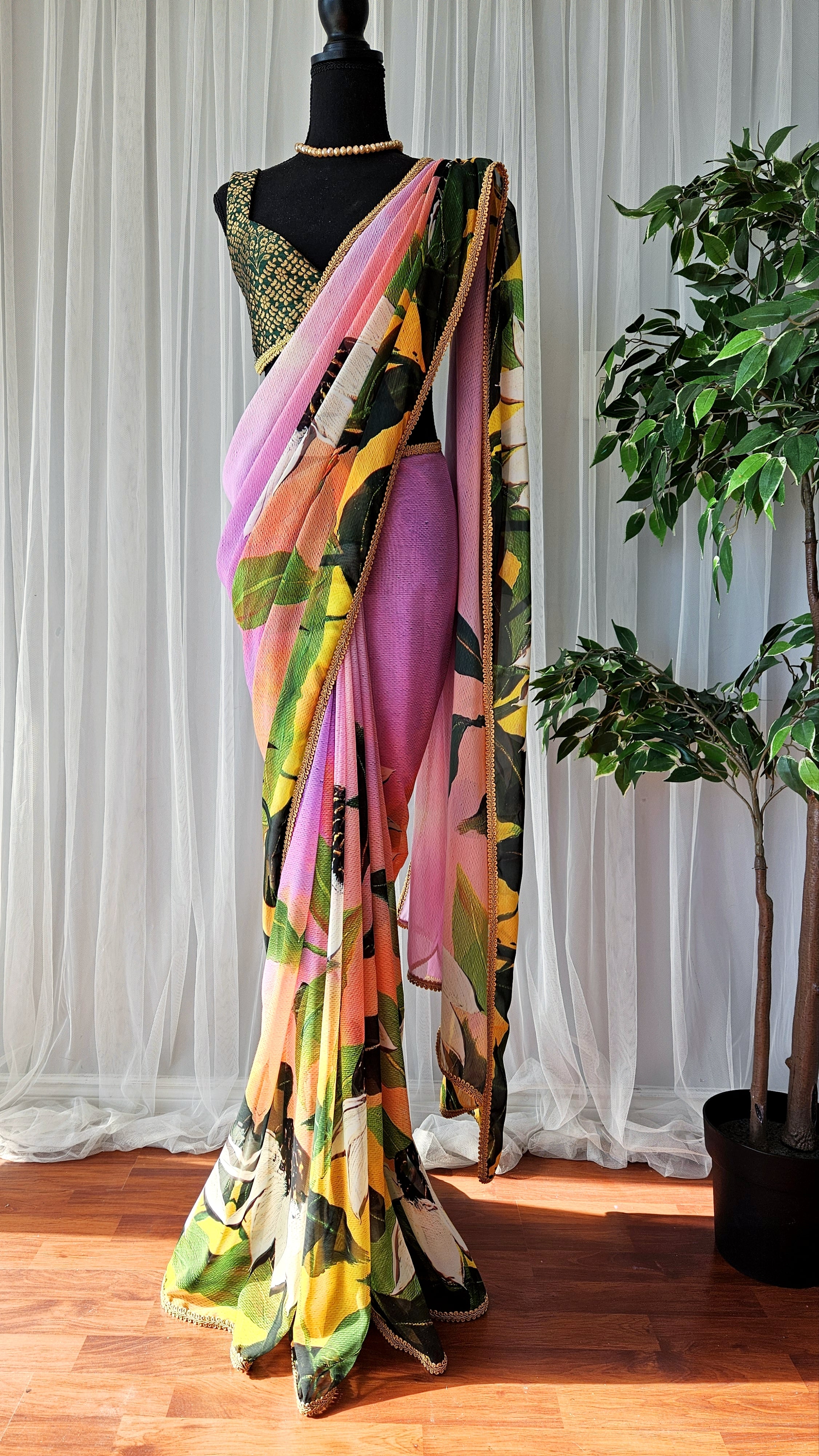 Handmade Floral Saree | "Mystical Garden"