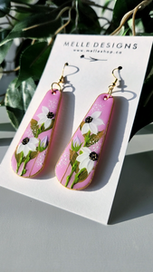 Hand Painted Floral Earrings | White Daisies