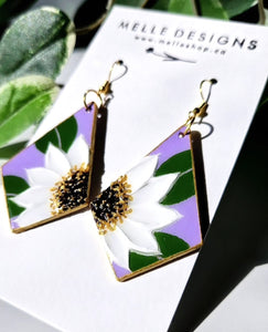 Hand Painted Floral Earrings | White Windflowers