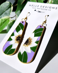 Hand Painted Floral Earrings | White Windflowers