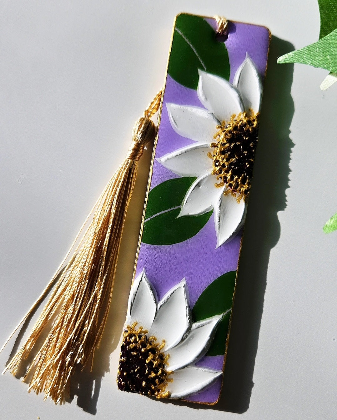 Hand Painted Floral Bookmarks | White Windflowers