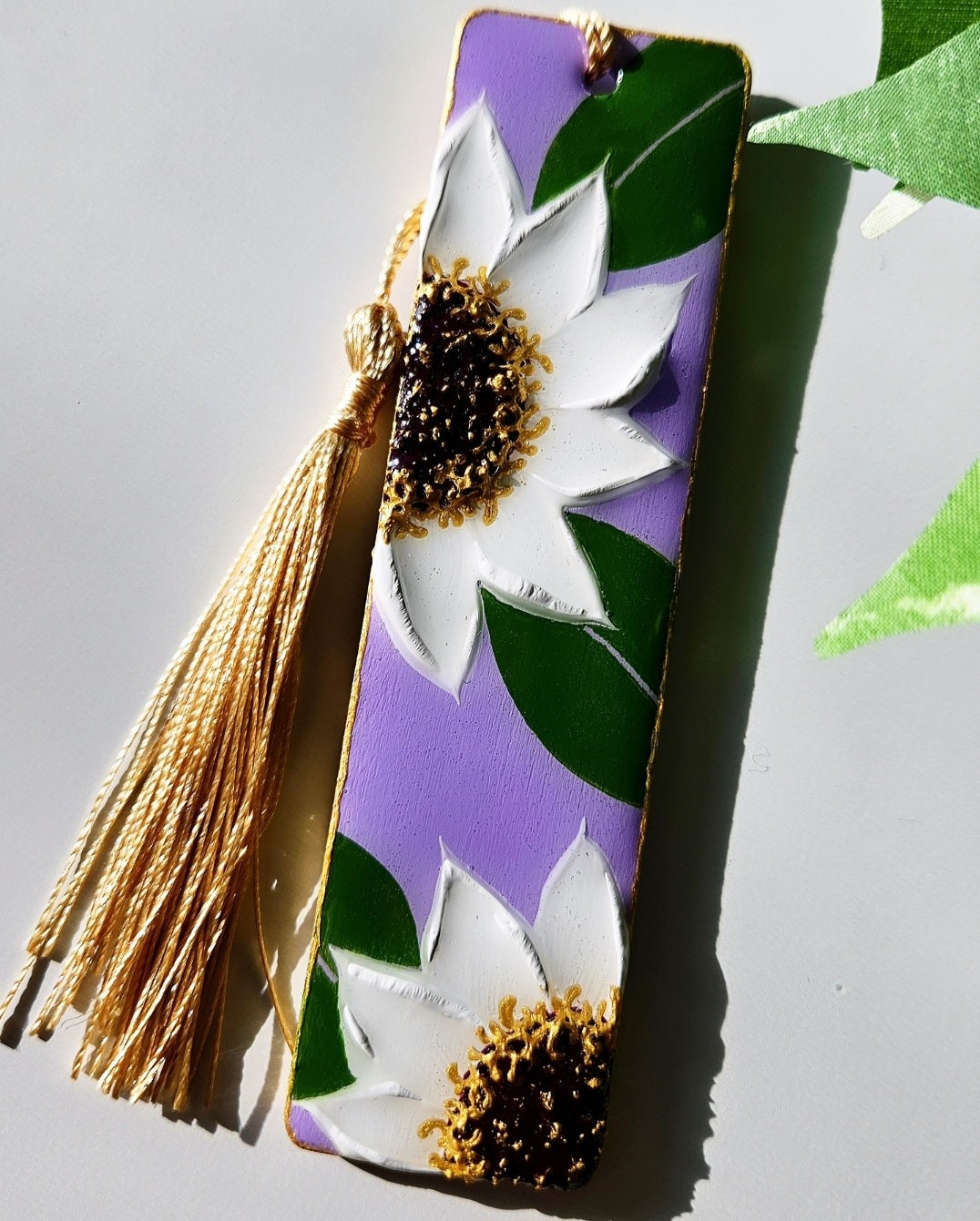 Hand Painted Floral Bookmarks | White Windflowers