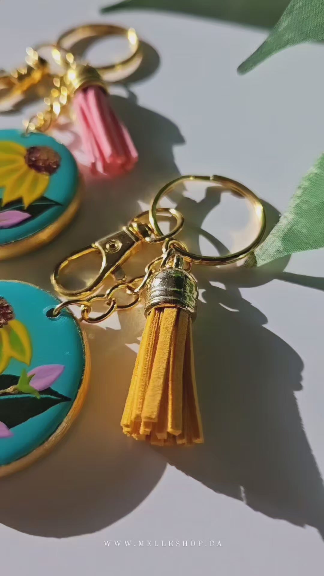 Hand Painted Floral Keychains | Sunflower Vines