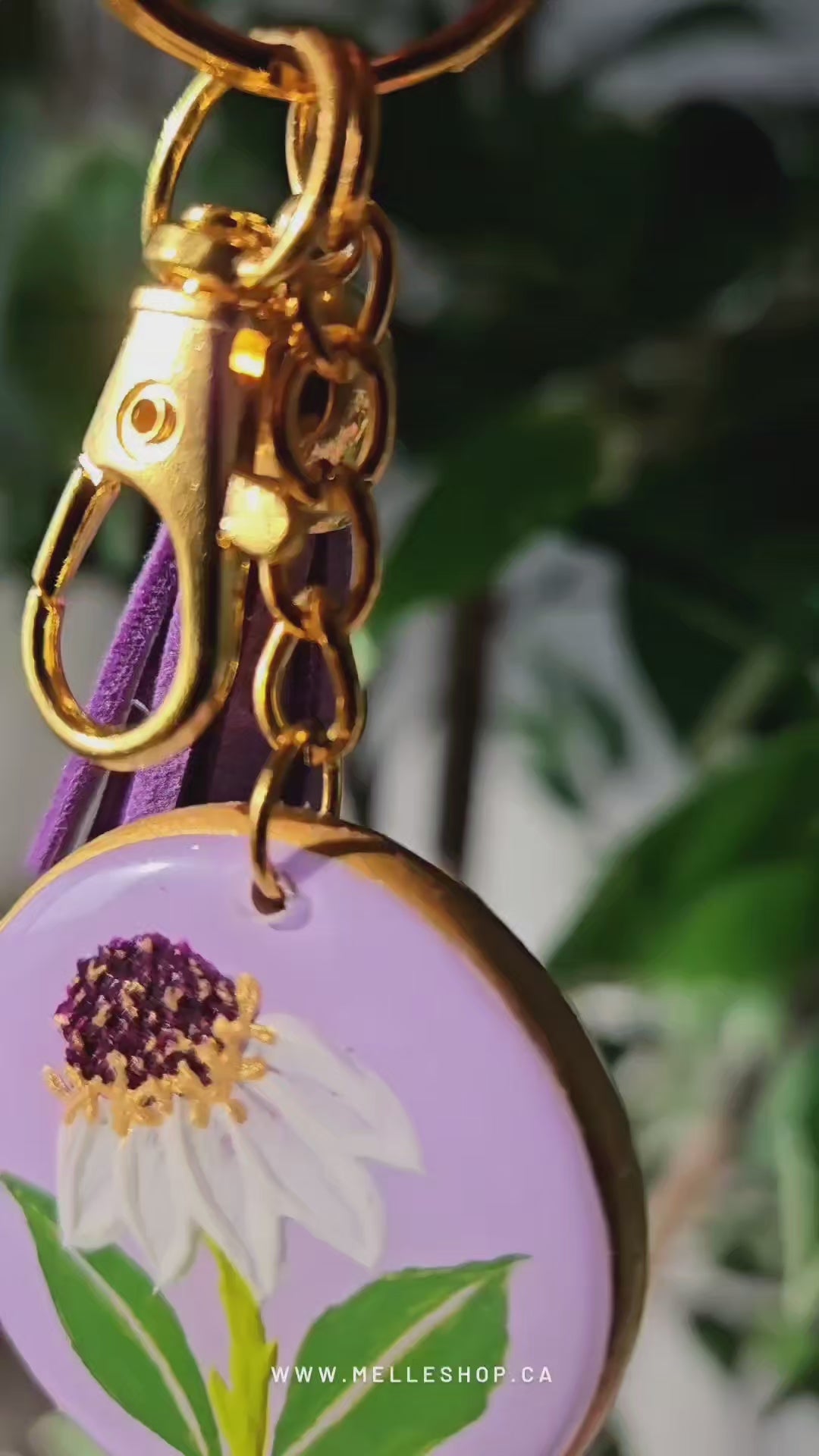 Hand Painted Floral Keychains | White Windflowers