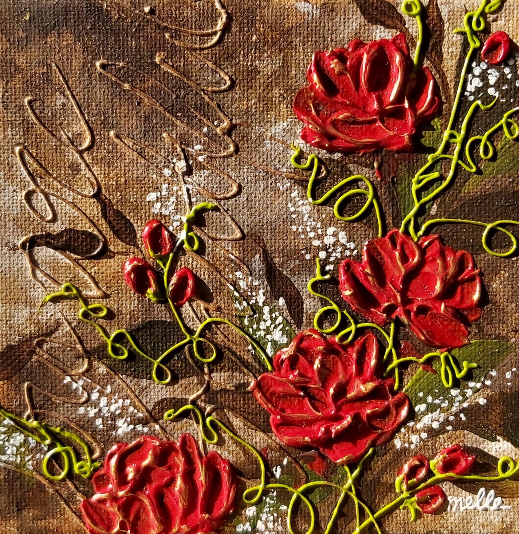 Original | Textured Floral Artwork | "You Are Beautiful" | 4x4in