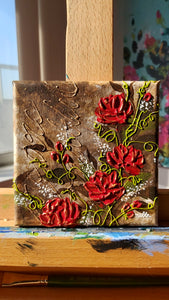 Original | Textured Floral Artwork | "You Are Beautiful" | 4x4in