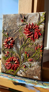 Original | Textured Floral Artwork | "A Note to Love Yourself" | 7x5in