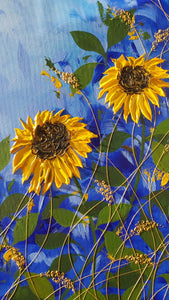 Original | Textured Floral Artwork | "Sea of Sunflowers" | 24x36in