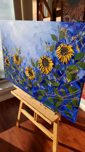 Original | Textured Floral Artwork | "Sea of Sunflowers" | 24x36in