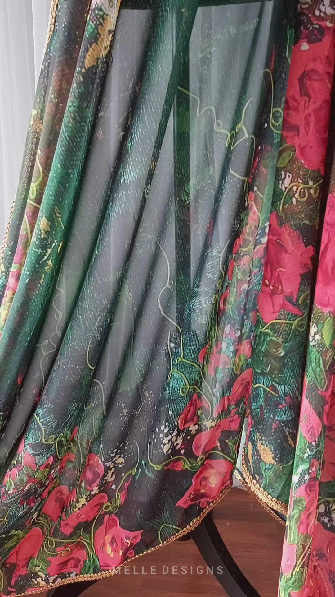 Handmade Floral Saree | "Sweet Peas & Vines"