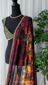 Handmade Floral Saree | "Evening Flora"