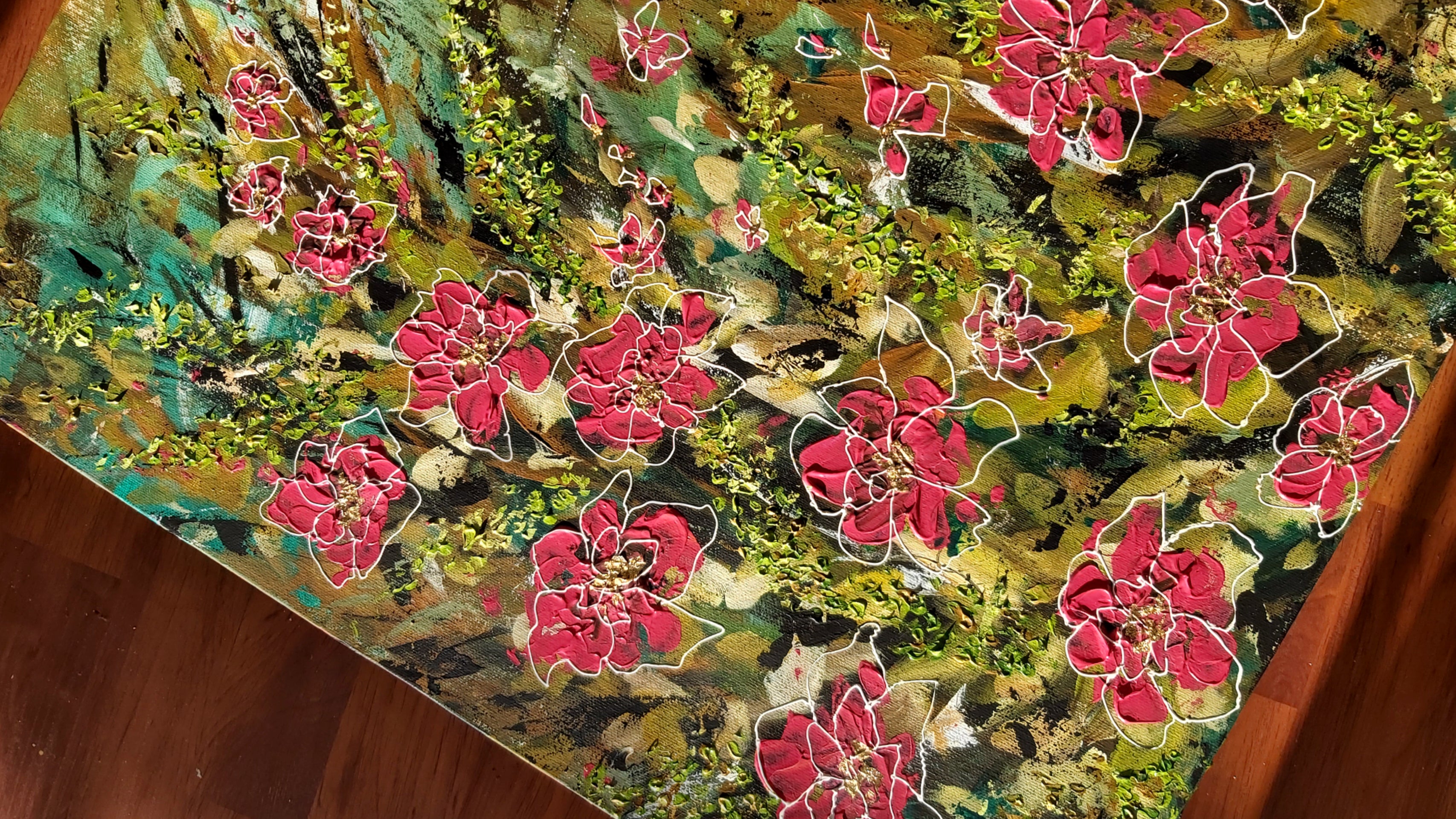 Original | Textured Floral Artwork | "Lost in the Wilderness" | 24x36in