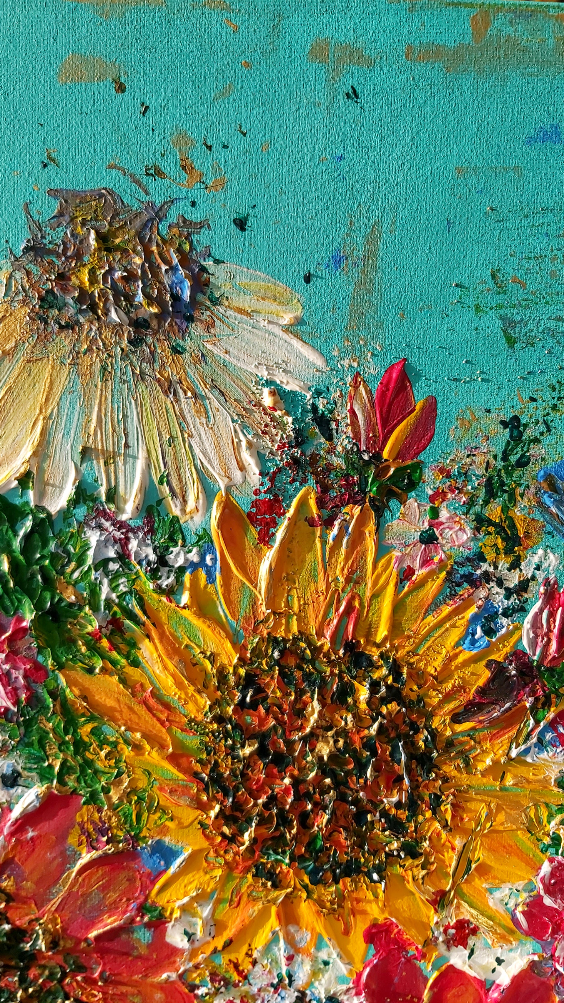 Original | Textured Floral Artwork | "Morning Bouquet" | 36x24in