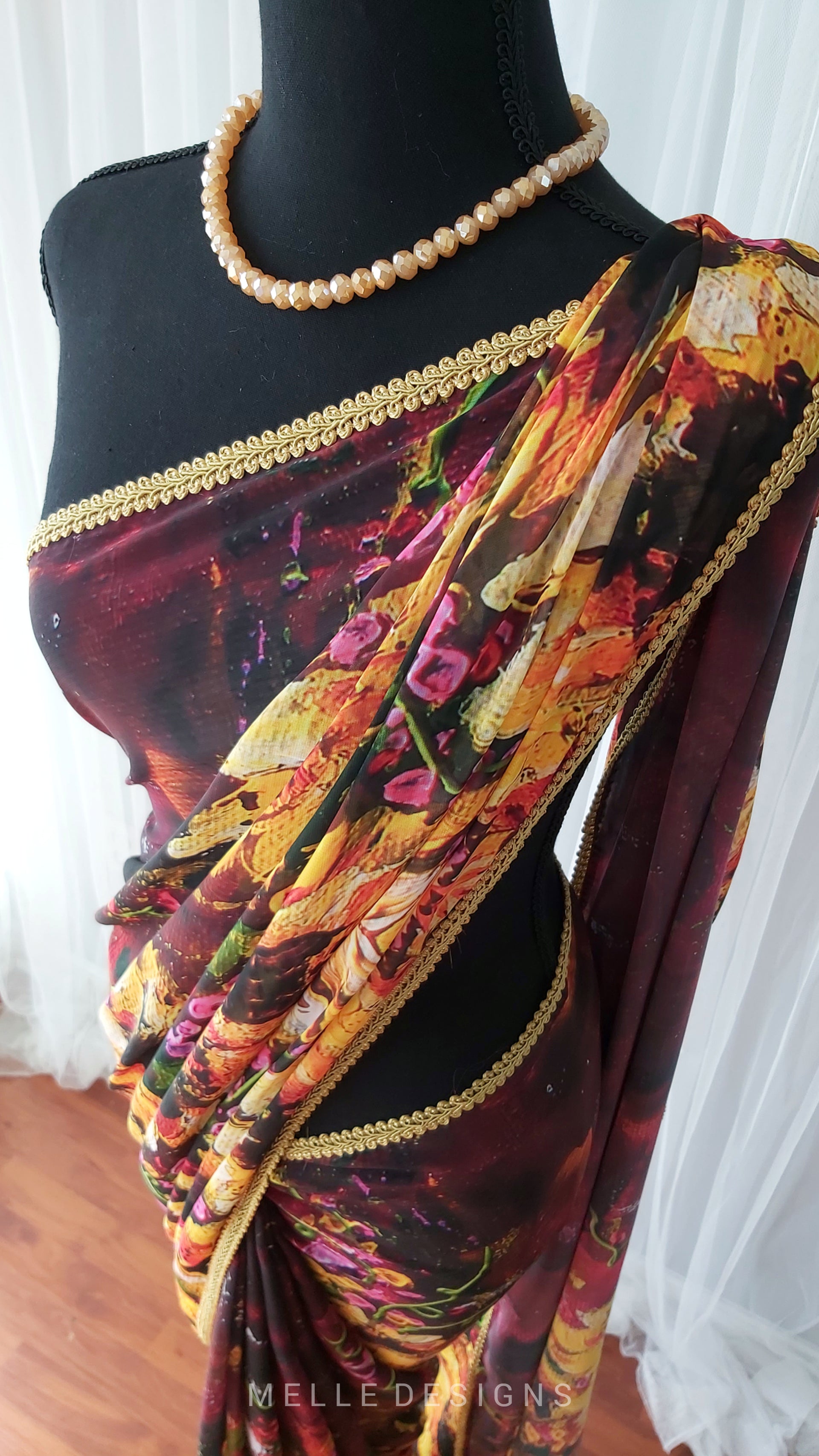 Handmade Floral Saree | "Evening Flora"