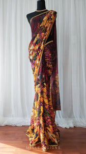 Handmade Floral Saree | "Evening Flora"