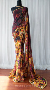 Handmade Floral Saree | "Evening Flora"