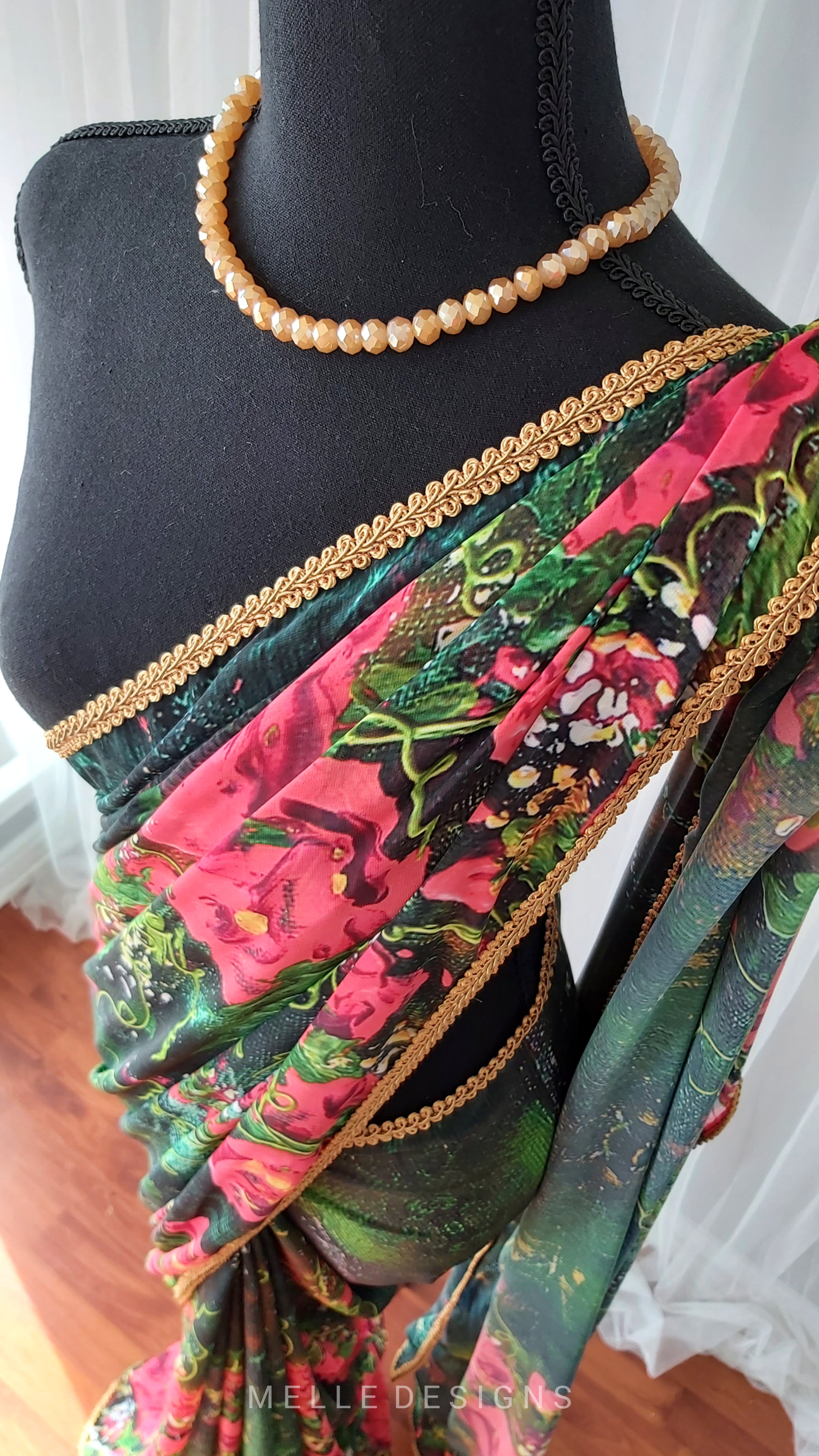 Handmade Floral Saree | "Sweet Peas & Vines"