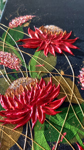 Original | Textured Floral Artwork | "Blooming Red Lotus" | 20x16in