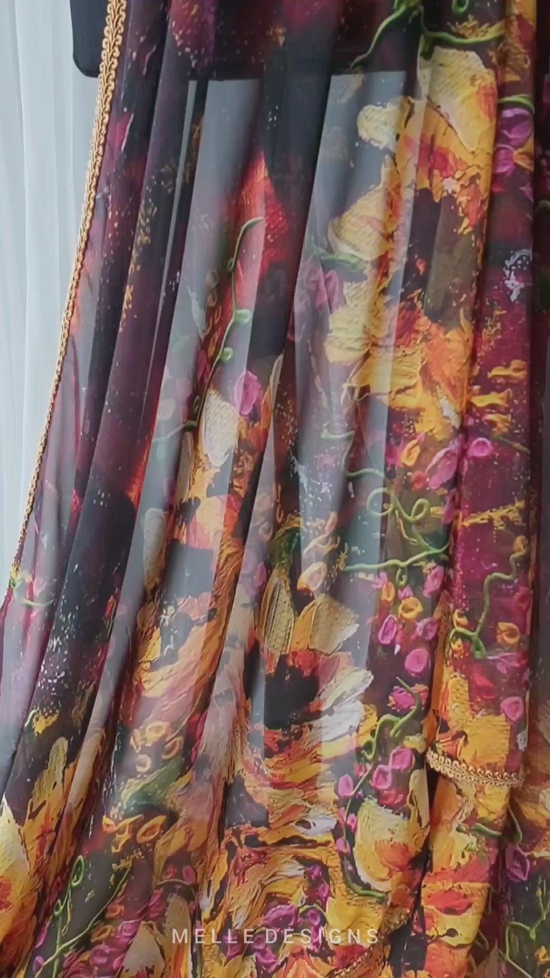 Handmade Floral Saree | "Evening Flora"